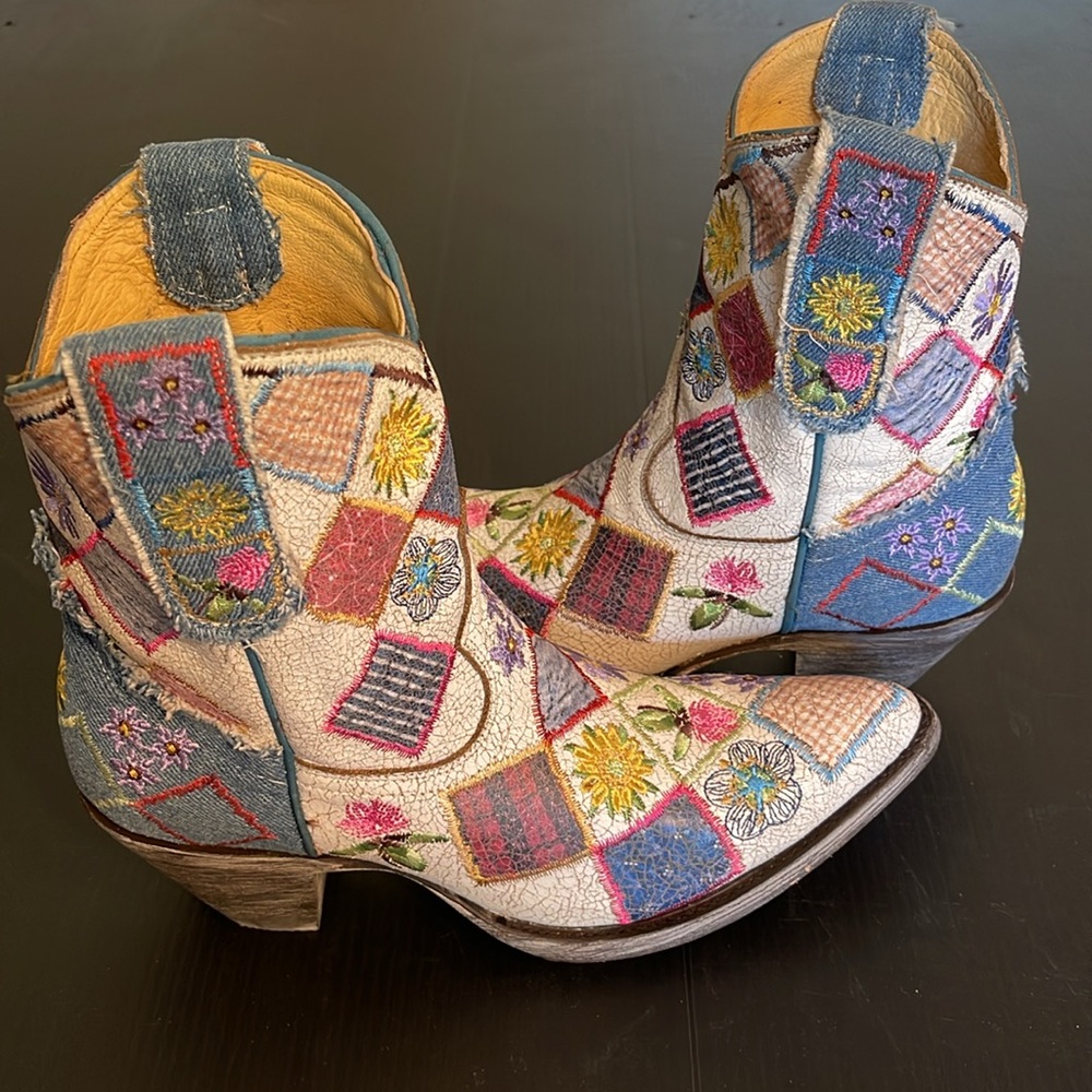 Colorful Patchwork Women's Cowboy Boots - Picture 6 of 7